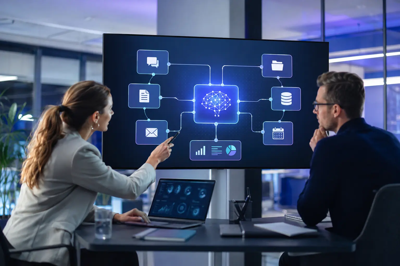 Team plant eine KI-gestützte Automatisierung von Unternehmensprozessen
